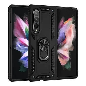 Противоударный чехол для телефона с подставкой для Samsung Galaxy Z Fold 4 раза 3 5g, защитный силиконовый автомобильный держатель с магнитным кольцом, твердый чехол For Galaxy Z Fold 4 серебряный