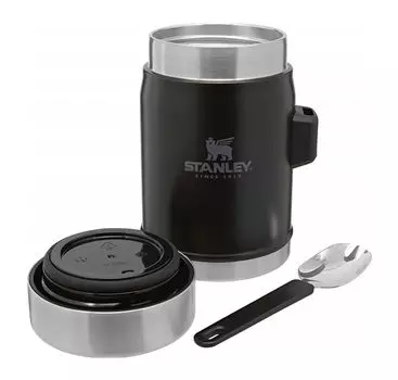 Термос Stanley Classic, 400мл, корпус сталь/колба сталь, ложка, черный (10-09382-005)