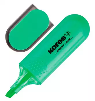 Текстовыделитель Kores, скошенный наконечник 1-5мм, зеленый (129240)