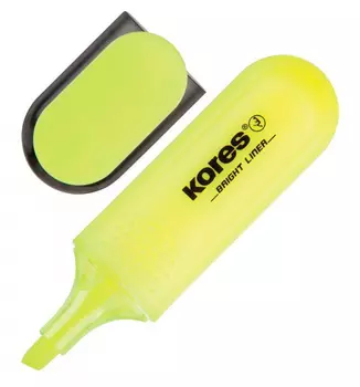 Текстовыделитель Kores, скошенный наконечник 1-5мм, желтый (129238)