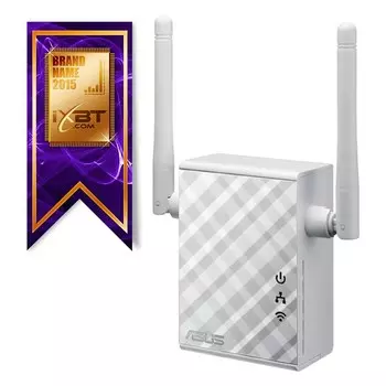 Усилитель сигнала (репитер) ASUS RP-N12, 802.11a/b/g/n, 2.4 ГГц, 300 Мбит/с, LAN: 1x100 Мбит/с, внешних антенн: 2x2dBi (90IG01X0-BO2100)