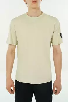 Футболка хлопковая с логотипом на рукаве Calvin Klein Jeans