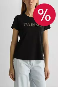 Футболка хлопковая с логотипом TWINSET