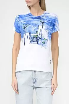 Футболка хлопковая с пейзажным принтом Desigual