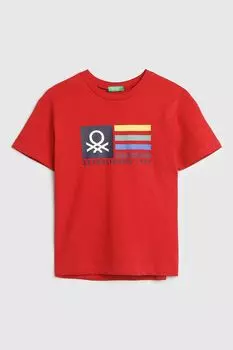 Футболка хлопковая с принтом Benetton