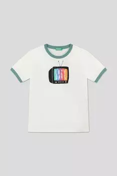 Футболка хлопковая с принтом Benetton