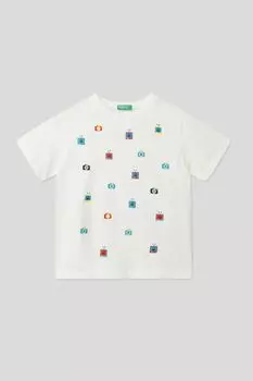 Футболка хлопковая с принтом Benetton