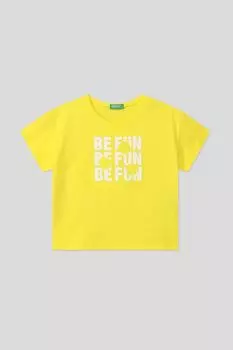 Футболка хлопковая с принтом Benetton