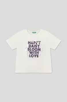 Футболка хлопковая с принтом Benetton
