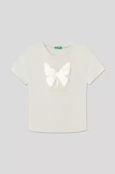 Футболка хлопковая с принтом Benetton