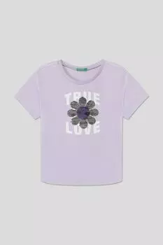 Футболка хлопковая с принтом Benetton