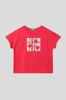 Футболка хлопковая с принтом Benetton