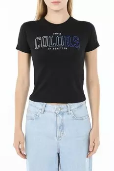 Футболка хлопковая с принтом Benetton