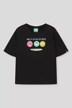 Футболка хлопковая с принтом Benetton