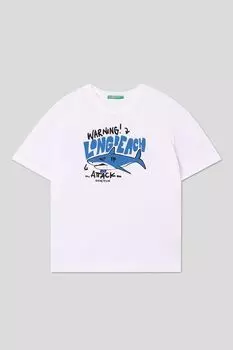 Футболка хлопковая с принтом Benetton