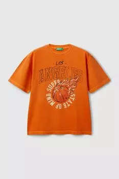 Футболка хлопковая с принтом Benetton