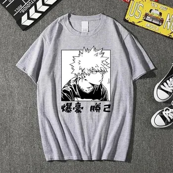 Аниме My Hero Academia Bakugou Katsuki Повседневная летняя свободная футболка Harajuku для унисекс/женская толстовка L