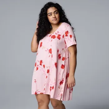 Рубашка для сна с короткими рукавами больших размеров Simply Vera Vera Wang, цвет rose floral