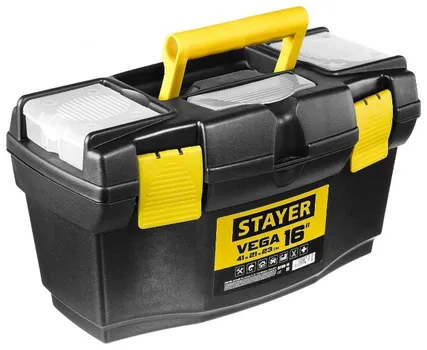 Ящик с органайзером 41 см x 21 см x 23 см, пластик, ручка, STAYER Vega (38105-16_z03)