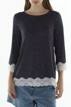 Лонгслив хлопковый с кружевом Benetton Undercolors