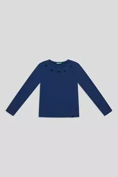 Лонгслив хлопковый с принтом Benetton