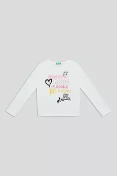 Лонгслив хлопковый с принтом Benetton
