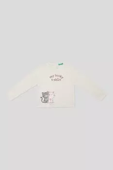 Лонгслив хлопковый с принтом Benetton