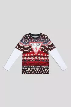 Лонгслив хлопковый с принтом Guess