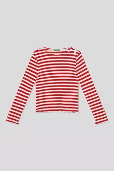 Лонгслив хлопковый в полоску Benetton