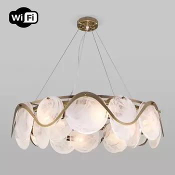 Подвесная люстра WiFi с управлением смартфоном 354/8 Bogate's Galicia античная бронза (Умный дом, Алиса, WiFi, голосовое управление)