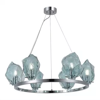 Подвесная люстра ST Luce Portici SL1175.113.06 Хром/Светло-голубой E14 6*40W