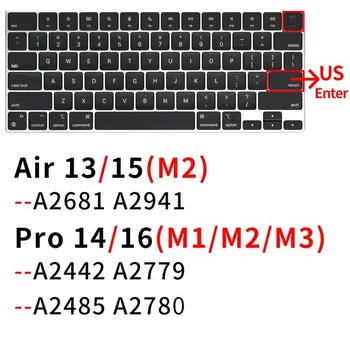 Для Macbook Air 13 15 M2 Pro14 16 M3 13 M1 Retina 11 чехол для клавиатуры силиконовый защитный чехол A2941 A2442 A2337 чехол для компьютера EU 2020 2021 Air 13
