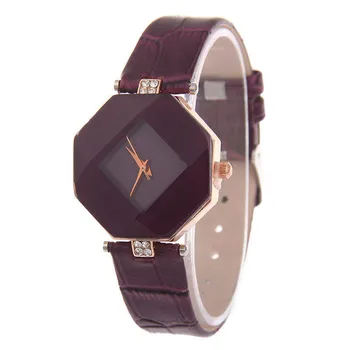 Women Watch Jewelry Gem Cut Surface Geometry Ladies Wristwatch AVE чёрный