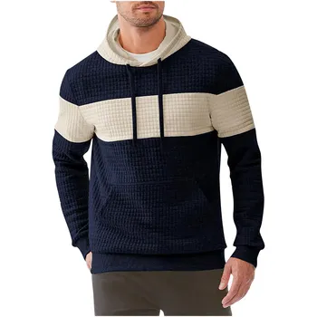 Men s Fashion Sweatshirt Men s Drawstring Threaded Closure Pocket Hoodie L