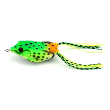 HENGJIA Topwater Frog Bait Пластиковые бионические воблерные приманки для окуня, окуня, щуки, форели
