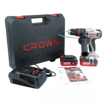 Аккумуляторный ударный шуруповерт Crown CT21093HMX-4 BMC BL (20В, 75Нм, 2*4Ач)