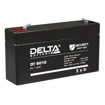 Аккумулятор ОПС Delta DT 6012 (параметры: технология AGM, ток 6 вольт, емкость 1.2 Ач)