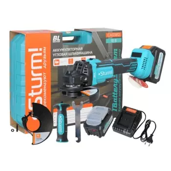 Аккумуляторная шлифмашина Sturm CAG1812 УШМ (18 В, 1BatterySystem, 125 мм, 1x3.0 Ач, ЗУ, кейс)