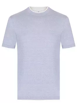 Футболка из хлопка и льна BRUNELLO CUCINELLI