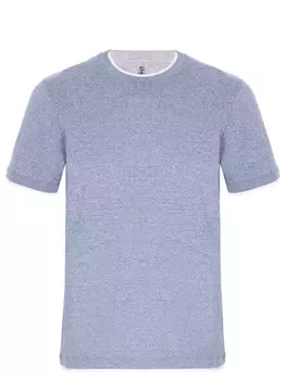 Футболка из хлопка и льна BRUNELLO CUCINELLI