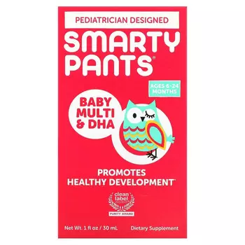 SmartyPants, мультивитамины для малышей с ДГК, от 6–24 месяцев, 30 мл (1 жидк. унция)