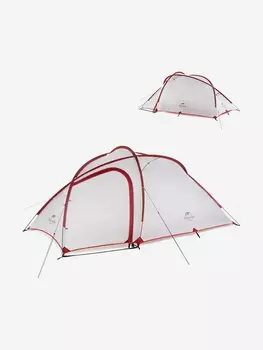 Палатка Naturehike Hiby Si 3-местная, алюминиевый каркас, серо-красная, Красный