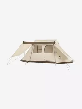 Палатка Naturehike Village 5.0 4-местная, алюминиевый каркас, снежная юбка, бежевая, Бежевый