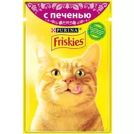 Паучи Friskies Adult кусочки в подливе Язык для кошек (85 г, Печень)
