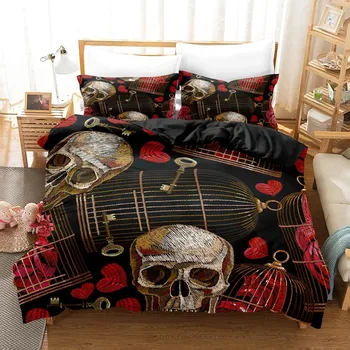 3D Printed Bone Bedding Set Down Quilt Cover With Pillowcase Double SIngle King EUUSAUUK Size Comforter Bedding EU Single 135x200cm