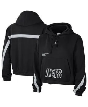 Женский брендовый черный пуловер с капюшоном Brooklyn Nets Courtside Statement Edition Jordan, черный