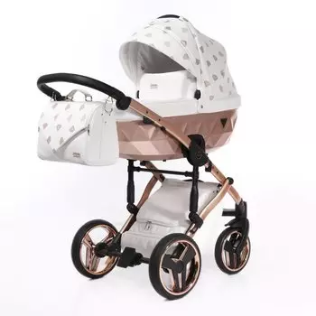 JUNAMA GLOW JGL-01 Коляска детская 2 в 1 (белая кожа/медь)