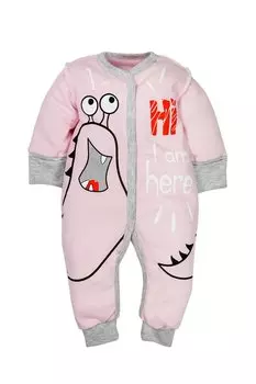 Комплект Amarobaby Monsters, розовый: Комбинезон; Боди детское с коротким рукавом