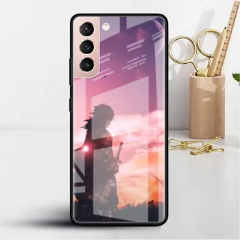 Demon Slayer Glass Case For Samsung Galaxy S22 S20 FE S21 Plus Phone Cover S10 5G S9 Note 20 Ultra 10 Lite Shell Samsung S22 Ultra 5G