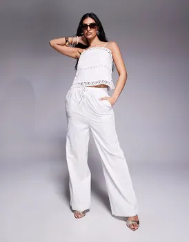 Брюки River Island с кружевными вставками белого цвета